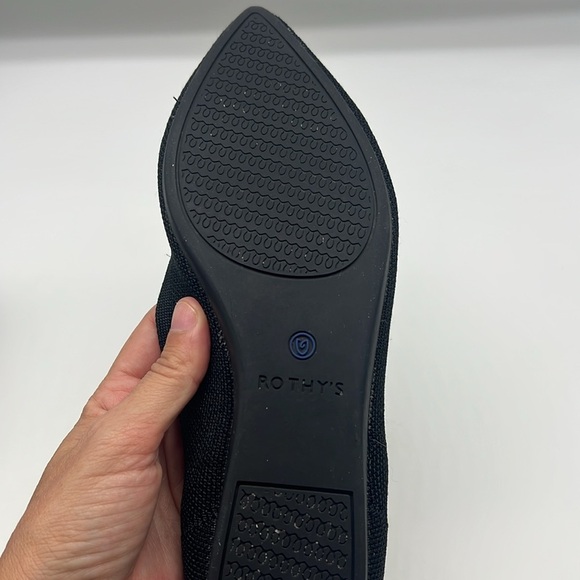 Rothy's - The Pointe Black Solid Pointed Toe Lightweight Classic Ballet Flats 8 - Picture 13 of 14